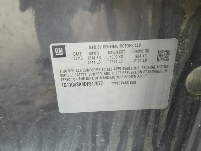 1G11C5SA4DF317077 - 2013 CHEVROLET MALIBU 1LT GRAY photo 10