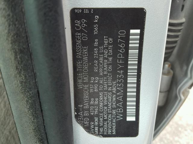 WBAAM3334YFP66710 - 2000 BMW 323 I SILVER photo 10