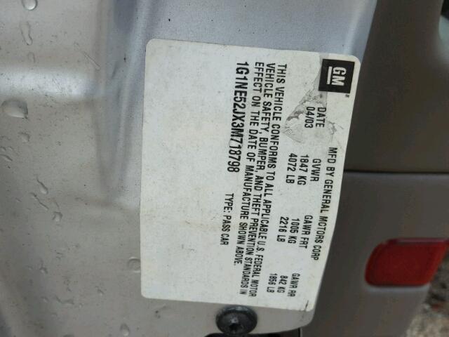 1G1NE52JX3M718798 - 2003 CHEVROLET MALIBU LS Gümüş foto 10