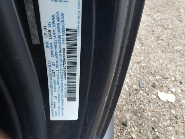 3VWDD21C72M409040 - 2002 VOLKSWAGEN NEW BEETLE 石墨色 照片 10