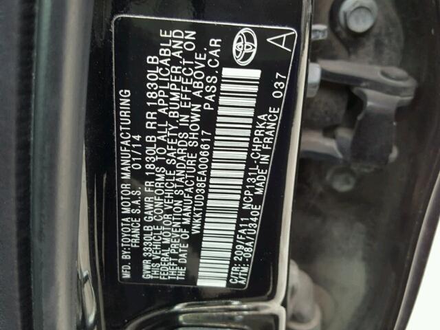 VNKKTUD38EA006617 - 2014 TOYOTA YARIS BLACK photo 10