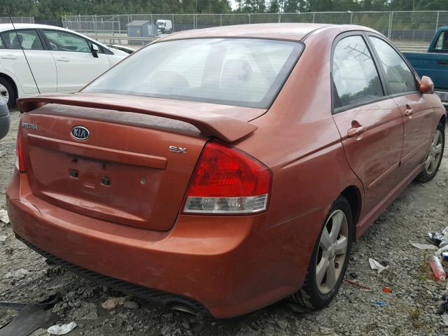 KNAFE121375006537 - 2007 KIA SPECTRA EX ORANGE photo 4