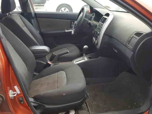 KNAFE121375006537 - 2007 KIA SPECTRA EX ORANGE photo 5