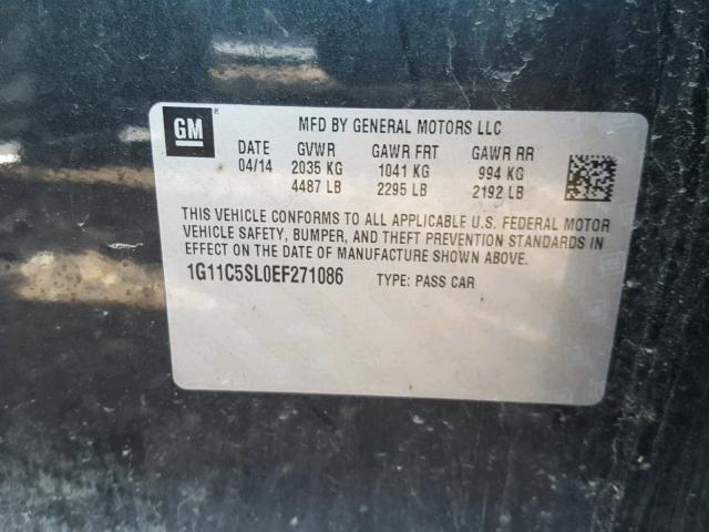 1G11C5SL0EF271086 - 2014 CHEVROLET MALIBU 1LT CHARCOAL photo 10