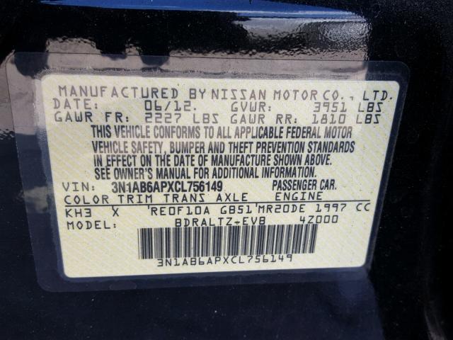 3N1AB6APXCL756149 - 2012 NISSAN SENTRA 2.0 BLACK photo 10