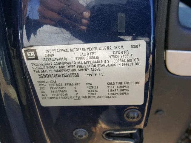 3GNDA13D57S615558 - 2007 CHEVROLET HHR LS Azul foto 10