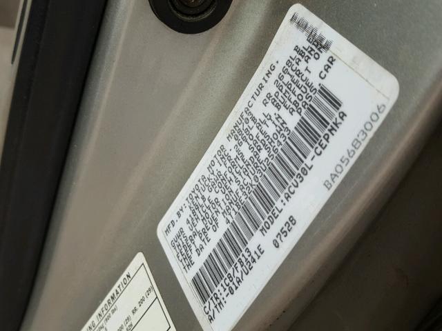 4T1BE32K03U256433 - 2003 TOYOTA CAMRY LE SILVER photo 10