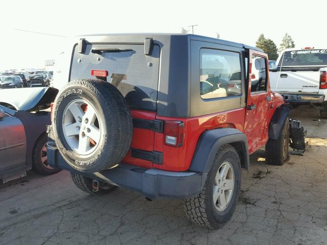 1J4FA24198L652917 - 2008 JEEP WRANGLER X RED photo 4