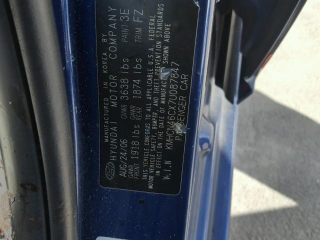 KMHCN46CX7U087847 - 2007 HYUNDAI ACCENT GLS BLUE photo 10