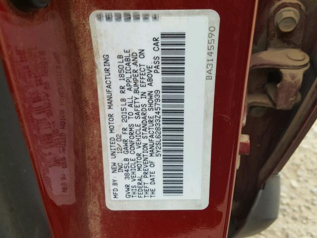 5Y2SL62833Z457939 - 2003 PONTIAC VIBE RED photo 10