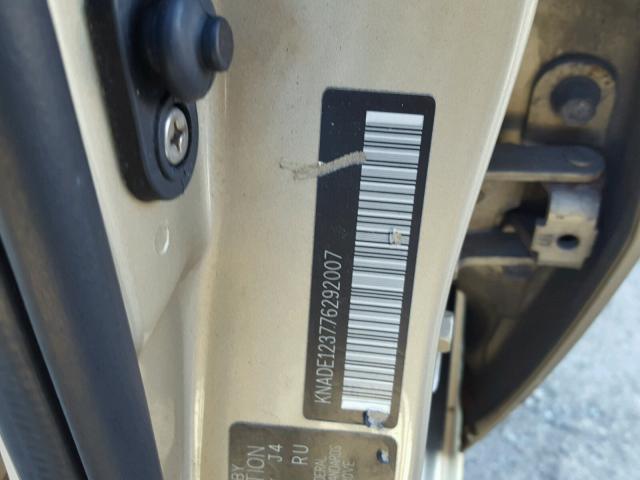 KNADE123776292007 - 2007 KIA RIO BASE GOLD photo 10