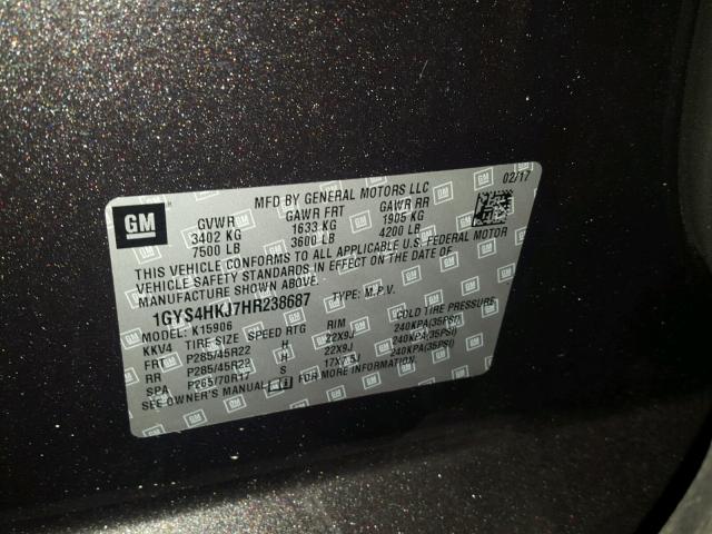 1GYS4HKJ7HR238687 - 2017 CADILLAC ESCALADE E BLACK photo 10