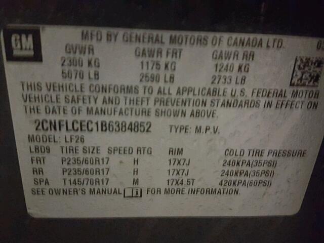 2CNFLCEC1B6384852 - 2011 CHEVROLET EQUINOX LS BLACK photo 10