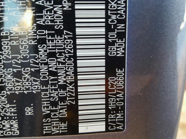 2T2ZK1BA6DC126917 - 2013 LEXUS RX 350 GRAY photo 10