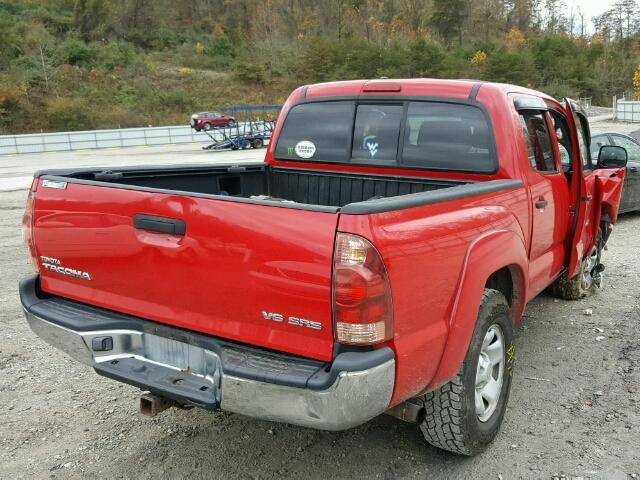 5TELU42N35Z039013 - 2005 TOYOTA TACOMA DOU RED photo 4