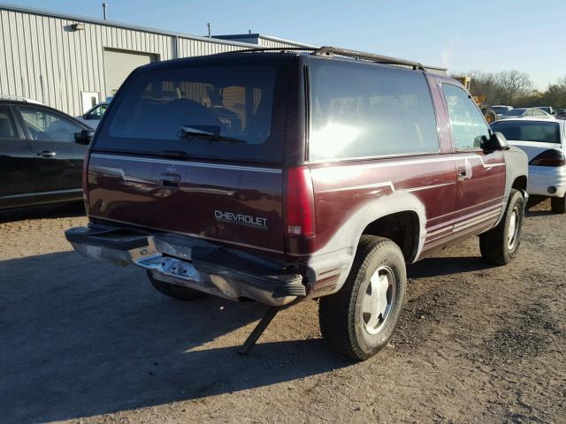 1GNEK18K4PJ343532 - 1993 CHEVROLET BLAZER K15 BURGUNDY photo 4