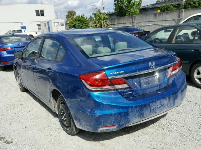 19XFB2F57DE064312 - 2013 HONDA CIVIC LX BLUE photo 3