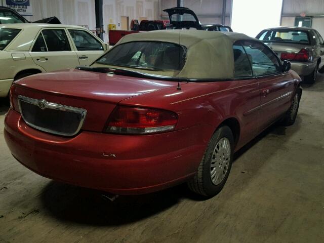 1C3EL45U91N729185 - 2001 CHRYSLER SEBRING LX RED photo 4