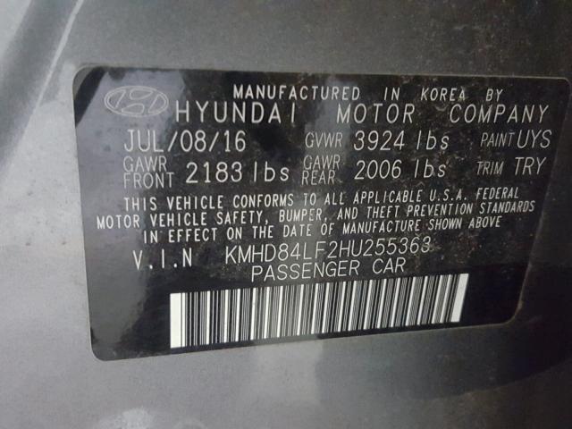 KMHD84LF2HU255363 - 2017 HYUNDAI ELANTRA SE SILVER photo 10