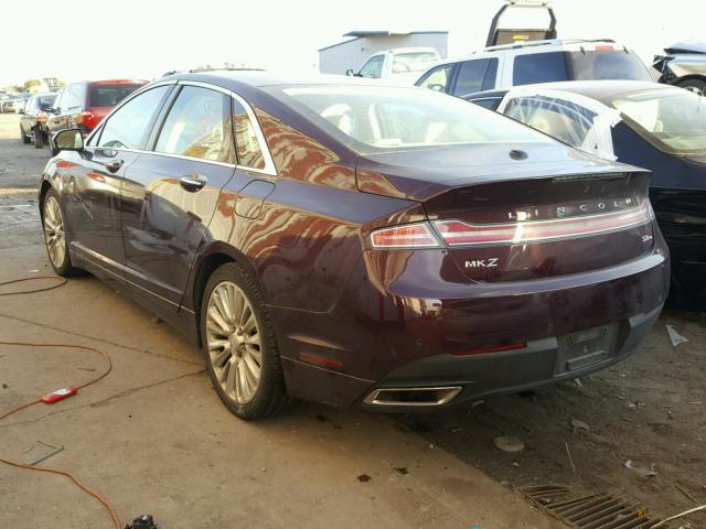 3LN6L2JK9DR825856 - 2013 LINCOLN MKZ BURGUNDY photo 3