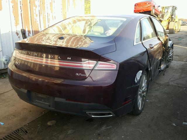 3LN6L2JK9DR825856 - 2013 LINCOLN MKZ Burdeos foto 4