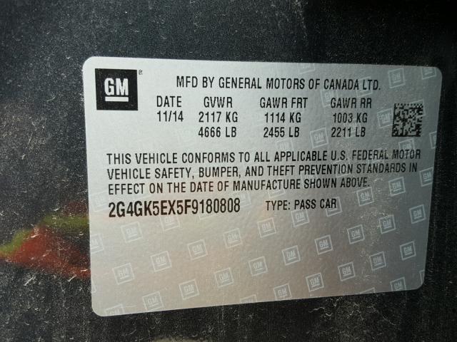 2G4GK5EX5F9180808 - 2015 BUICK REGAL 灰色 照片 10