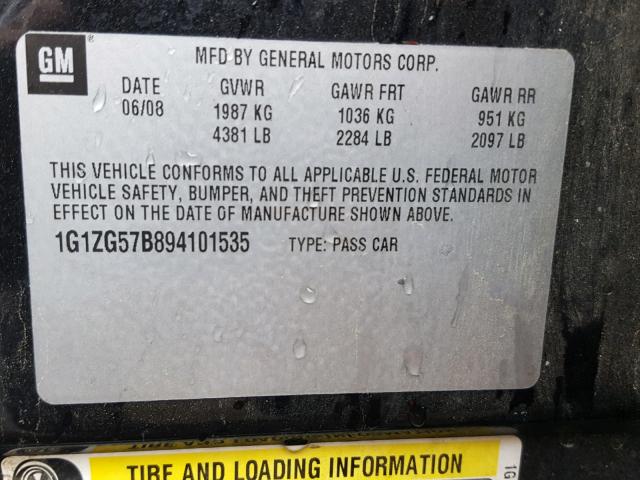 1G1ZG57B894101535 - 2009 CHEVROLET MALIBU LS 蓝色 照片 10