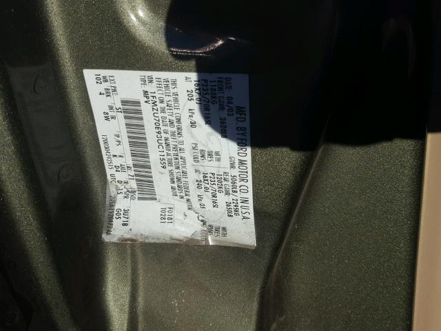 1FMZU70E93UC11559 - 2003 FORD EXPLORER S GREEN photo 10