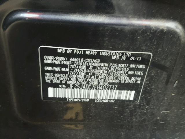 JF2SJADC7EH402737 - 2014 SUBARU FORESTER 2 BLACK photo 10