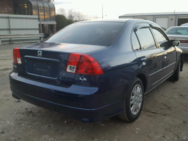 2HGES16514H501281 - 2004 HONDA CIVIC LX BLUE photo 4