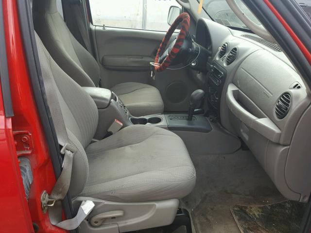 1J4GL48K84W308999 - 2004 JEEP LIBERTY SP RED photo 5