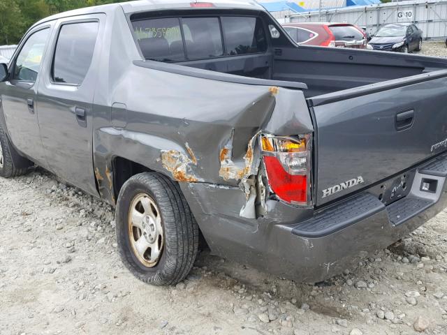 2HJYK16287H515440 - 2007 HONDA RIDGELINE GRAY photo 9