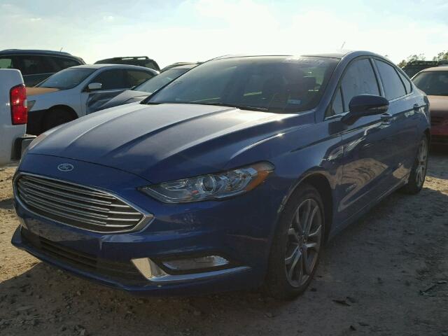 3FA6P0LU4HR307449 - 2017 FORD FUSION SE BLUE photo 2