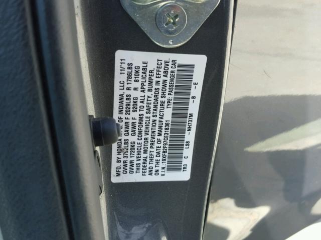 19XFB2F97CE318361 - 2012 HONDA CIVIC EXL 灰色 照片 10