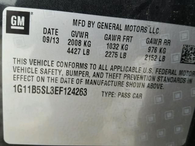 1G11B5SL3EF124263 - 2014 CHEVROLET MALIBU LS 灰色 照片 10