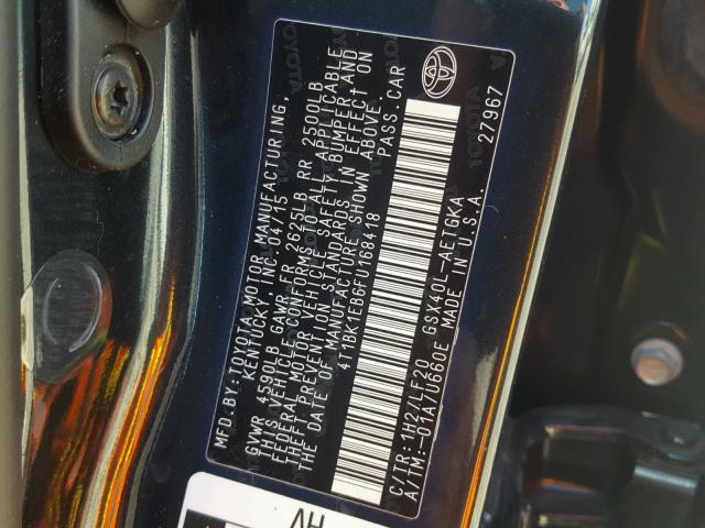 4T1BK1EB6FU168418 - 2015 TOYOTA AVALON XLE BLACK photo 10