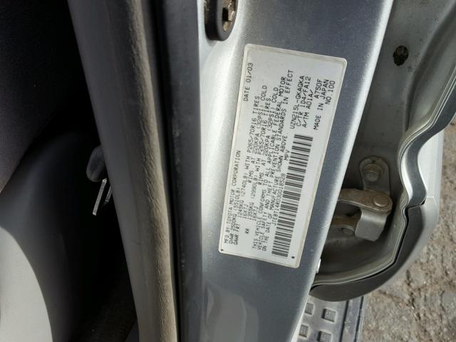 JTEBT14R030018528 - 2003 TOYOTA 4RUNNER SR SILVER photo 10