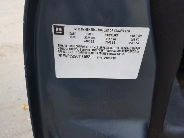 2G2WP552961181663 - 2006 PONTIAC GRAND PRIX 灰色 照片 10