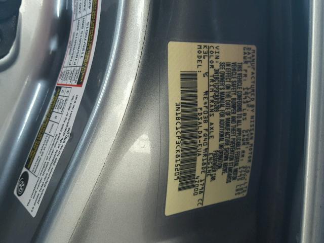 3N1BC1CP3CK815209 - 2012 NISSAN VERSA S GRAY photo 10