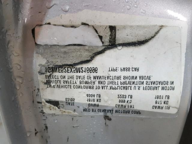 1G2NE52EX5M216696 - 2005 PONTIAC GRAND AM S 银色 照片 10