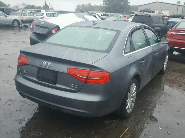 WAUBFAFLXDN017506 - 2013 AUDI A4 PREMIUM GRAY photo 4