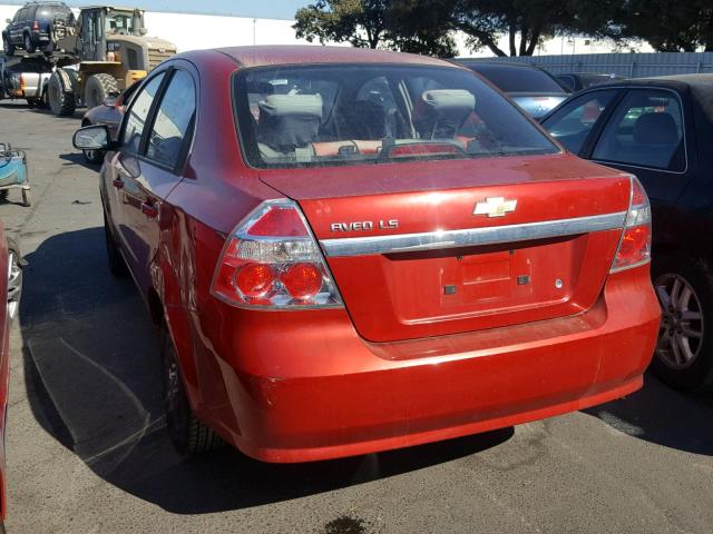 KL1TD56687B178321 - 2007 CHEVROLET AVEO BASE Czerwony zdjęcie 3