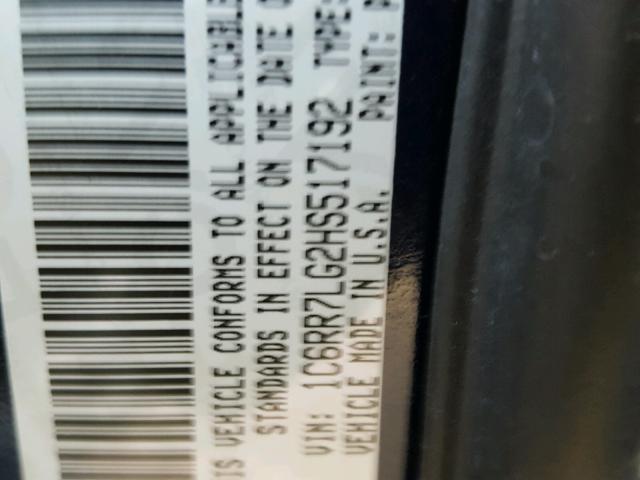 1C6RR7LG2HS517192 - 2017 RAM 1500 SLT ლურჯი ფოტო 10