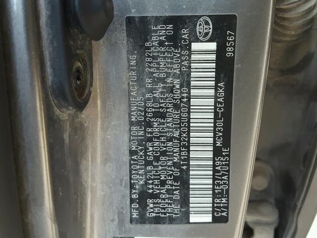 4T1BF32K05U607440 - 2005 TOYOTA CAMRY LE BROWN photo 10