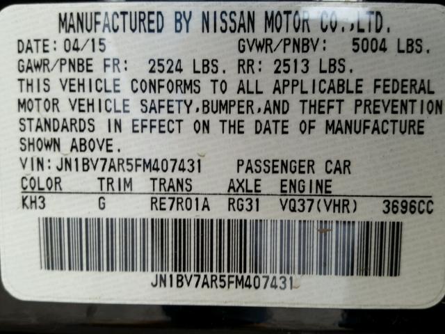 JN1BV7AR5FM407431 - 2015 INFINITI Q50 BASE BLACK photo 10