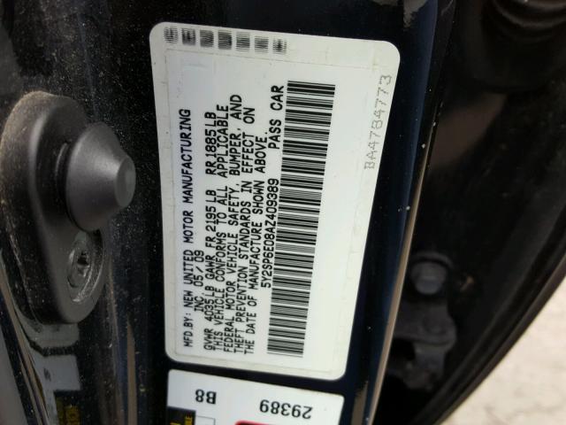 5Y2SP6E08AZ409389 - 2010 PONTIAC VIBE BLACK photo 10