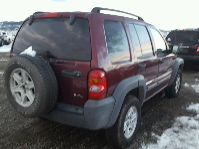 1J4GL48K02W124380 - 2002 JEEP LIBERTY SP PURPLE photo 4