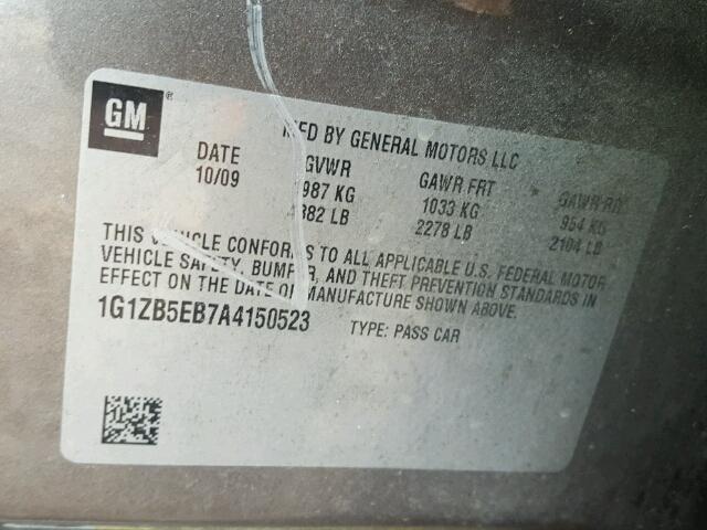 1G1ZB5EB7A4150523 - 2010 CHEVROLET MALIBU LS 棕色 照片 10