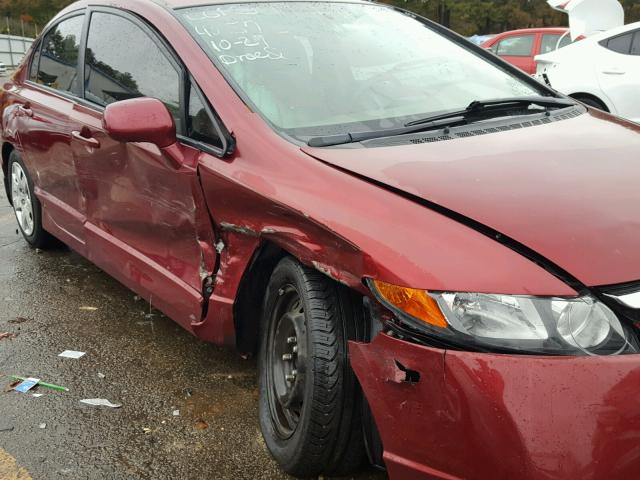 1HGFA165X7L094057 - 2007 HONDA CIVIC RED photo 9