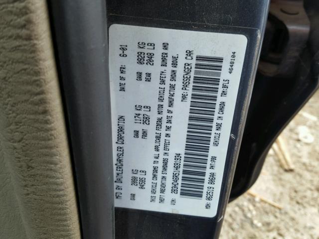 2B3HD46R51H691934 - 2001 DODGE INTREPID S ლურჯი ფოტო 10